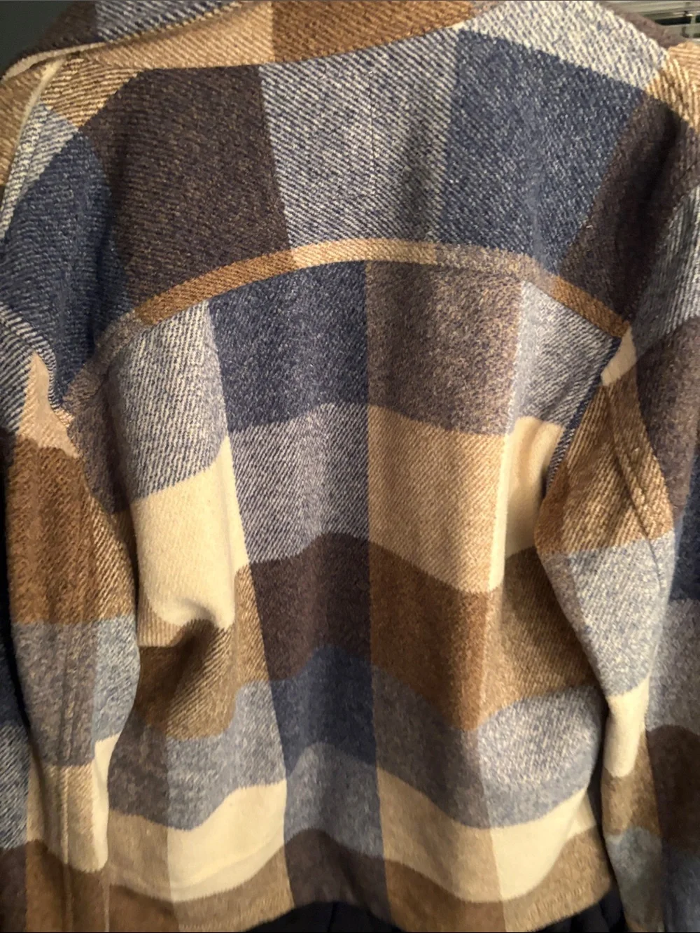 Hollister Men's Plaid Shacket in Beige, Brown & Blue